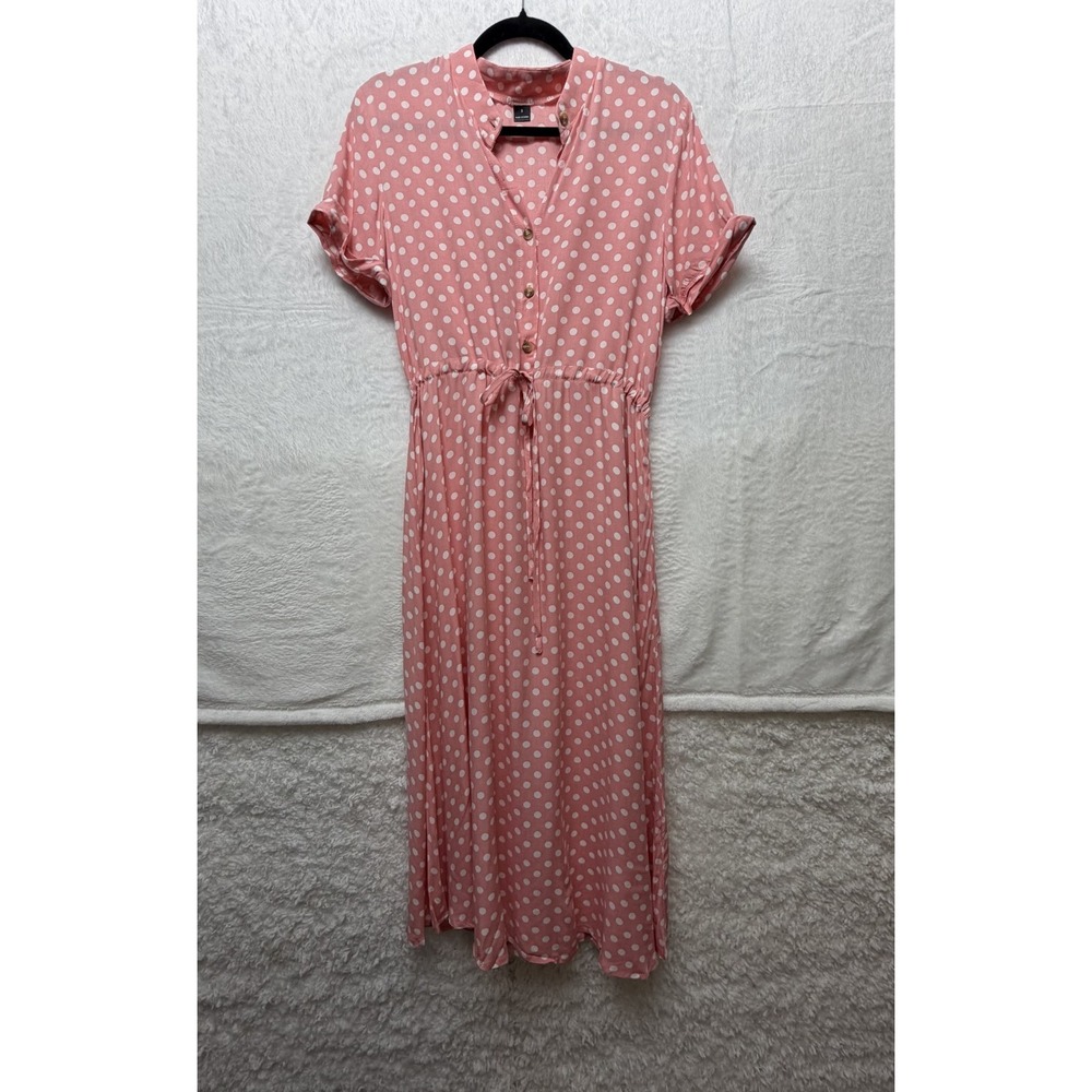 Women's Pink Polka Dot Maxi Dress